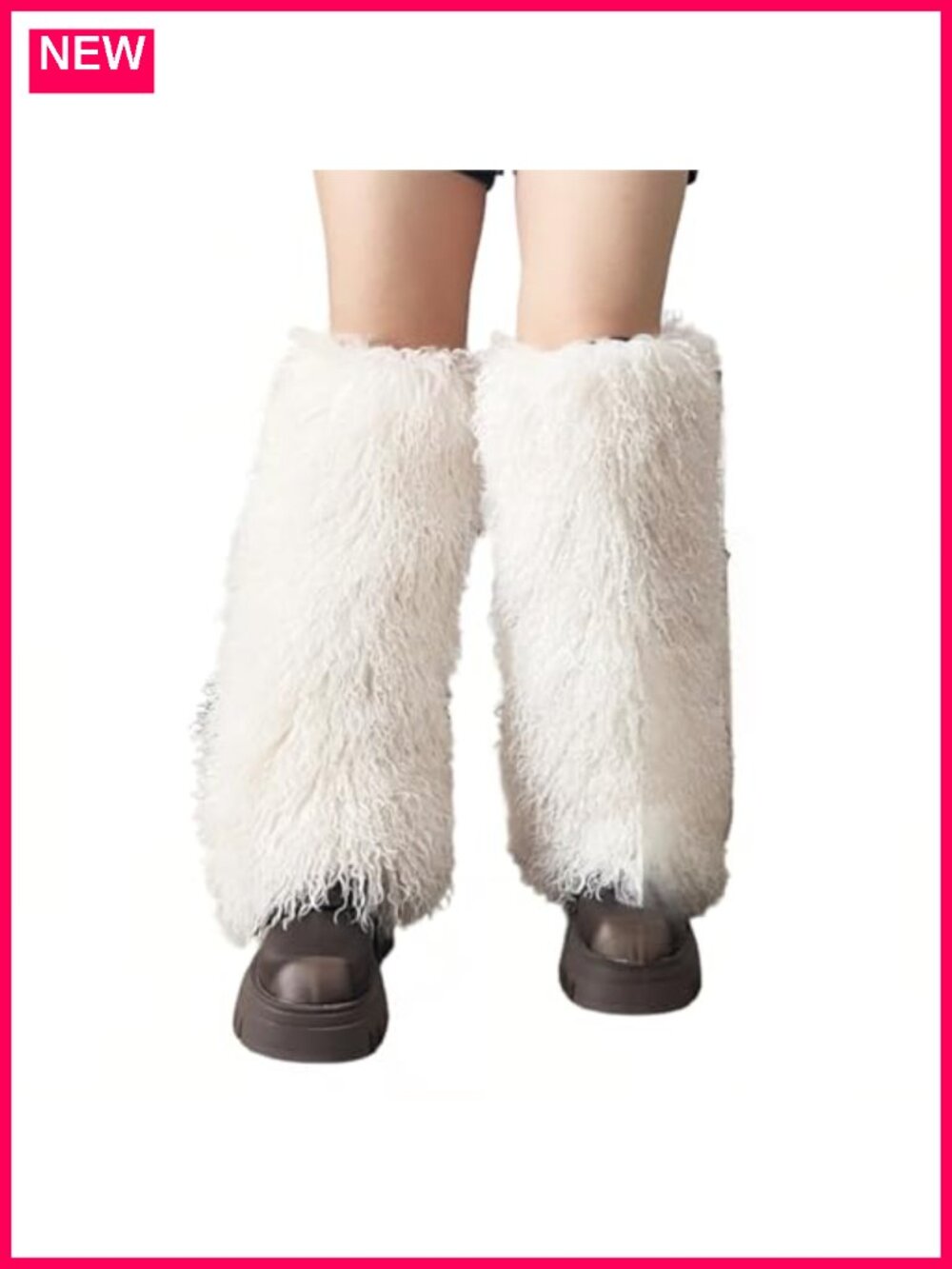 Knee High Fluffy Shag Faux Mongolian Fur Leg Warmers Mambo Fur Boots Cover